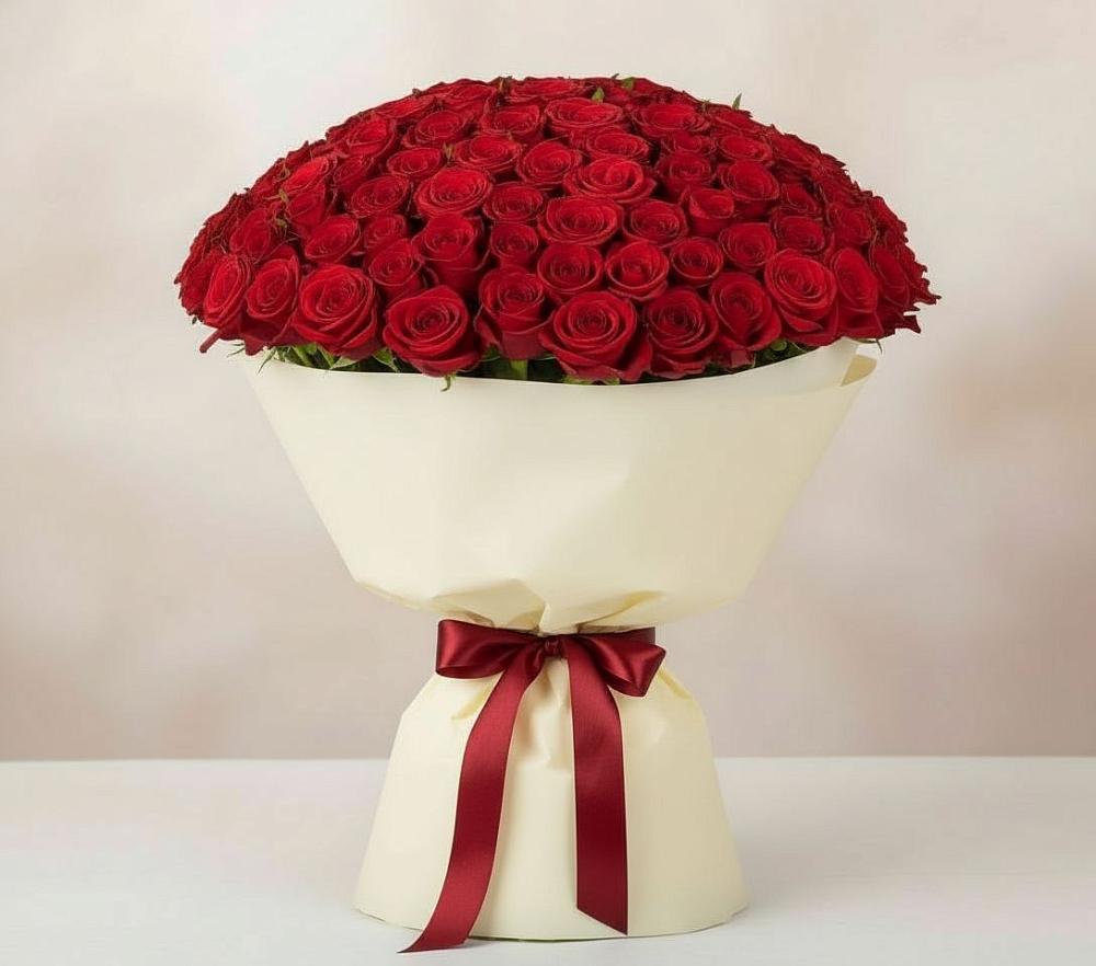 Букет 101 Красная роза Милано в Ковдоре