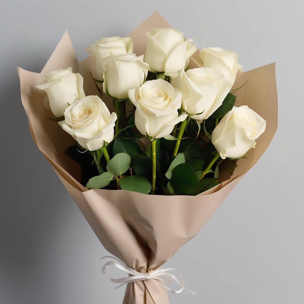 Букет 9 Белых роз Эдлесс Лав в Ковдоре