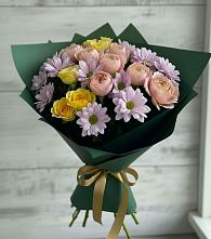 Букет цветов из:  Хризантемы и Розы в Ковдоре