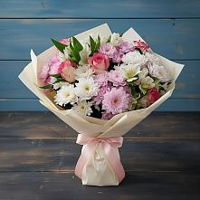 Букет цветов из:  Хризантемы, Альстромерии и Розы в Ковдоре