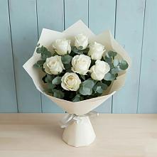 Букет Белые розы в Эвкалипте #REPLACE_PRED# Ковдоре